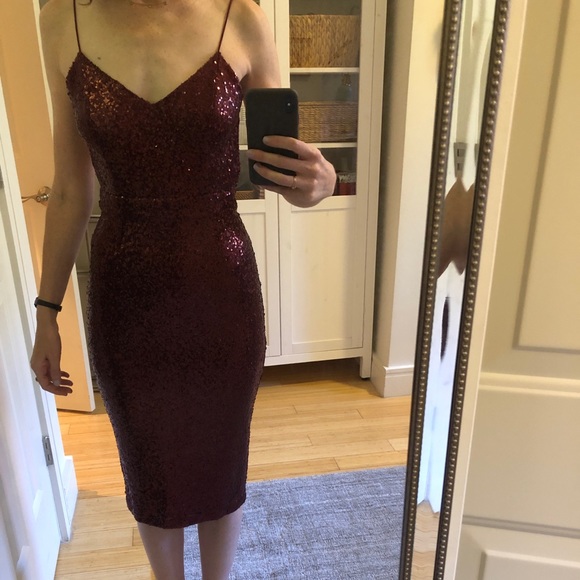 Backless red sequined party dress, size Small. - Picture 2 of 5